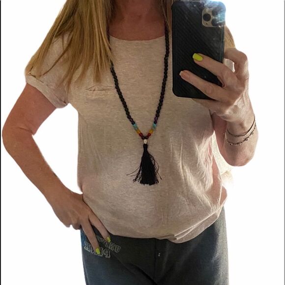 Black Lava Stone Chakra Mala Necklace - Picture 6 of 8